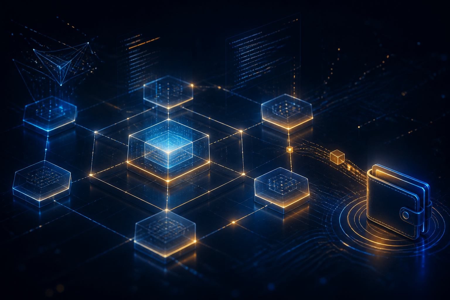Blockchain application architecture visual for business systems