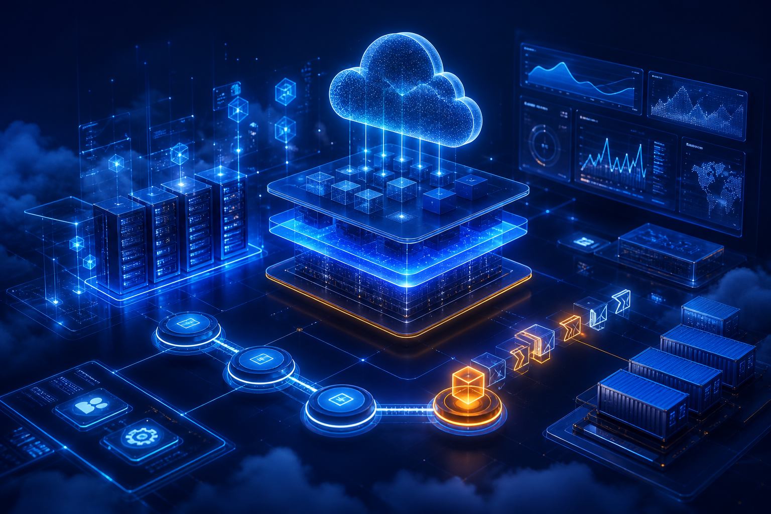 Cloud infrastructure and deployment pipeline visual